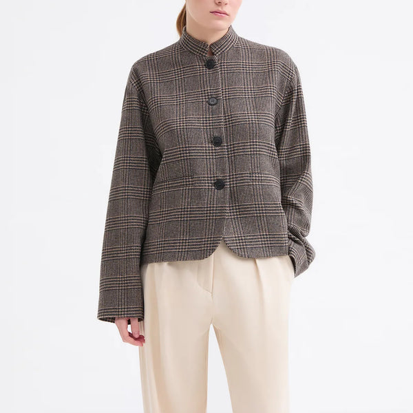 ROSSO35 Tweed Wool Jacket in Beige/Black