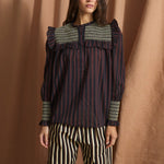 SOPHIE + LUCIE Conchita Stripe Blouse in Chocolate