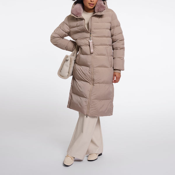 RINO & PELLE Hudson Padded Coat with Detachable Collar in Mocha Latte