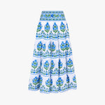 PINK CITY PRINTS Rah Rah Block Print Cotton Skirt in Lapis Meadow