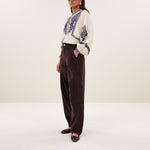 BY-BAR Senne Embroidered Blouse in Sand