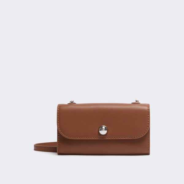 WEEKEND MAX MARA WKACalao Smooth Calfskin Wallet Chain Bag in Tobacco