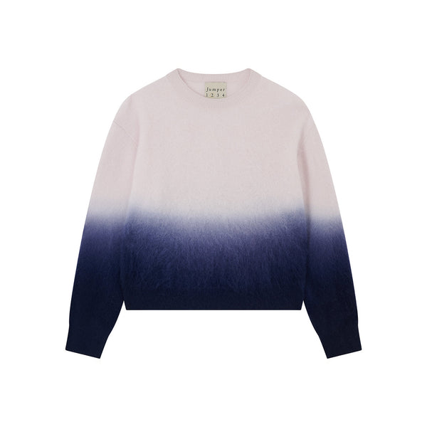 JUMPER 1234 Dip Dye Brushed Crew Neck Jumper in Oyster/Navy