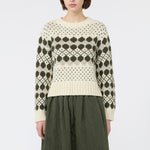 WEEKEND MAX MARA WKDRanch Jacquard Knit Wool and Cashmere Jumper in Geometric Khaki
