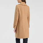 VILAGALLO Loretta Scallop Long Wool Coat in Camel