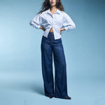 LEE Stella High Rise Wide Leg Jeans in Dark Navy