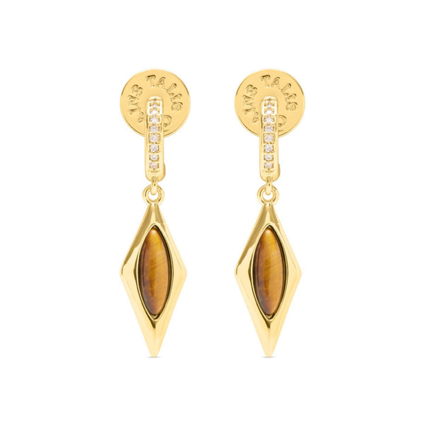 TALIS CHAINS Oval Kite Earrings in Tigers Eye