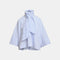 ESSENTIEL ANTWERP Kefir Striped Pussy-bow Top with Trumpet Sleeves in Light Blue/White