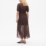 BAUM UND PFERDGARTEN Alara Fitted Maxi Dress in Coffee Bean Dots