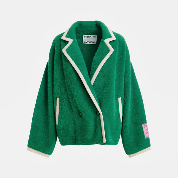 ESSENTIEL ANTWERP Kugar Contrast Trim Cardigan in Green