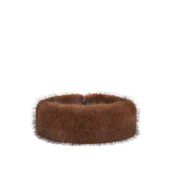 HELEN MOORE Faux Sheepskin Huff Headband in Chestnut