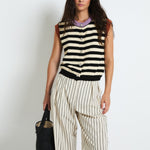 SOPHIE + LUCIE Marinero Knitted Striped Sailor Vest in Black
