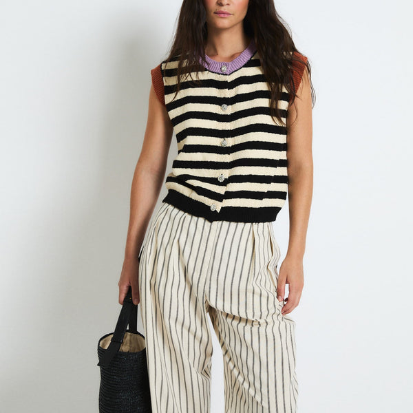 SOPHIE + LUCIE Marinero Knitted Striped Sailor Vest in Black