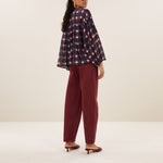 BY-BAR Mine Ikat Blouse in Wine Ikat Print