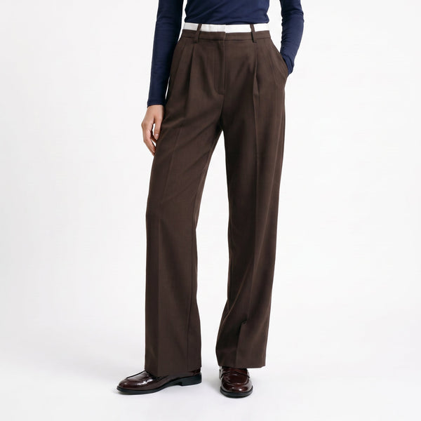 ARTLOVE Oraura High Waisted Wide Leg Trousers in Brown