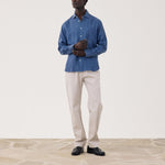 HARTFORD Paul Pat Linen Shirt  in Denim