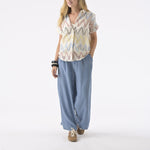 ORFEO Calice Crochet Short Sleeve Shirt in White