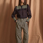 SOPHIE + LUCIE Conchita Stripe Blouse in Chocolate