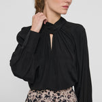 DEA KUDIBAL MadelaineDEA Silk Blouse with Drape Detail in Black