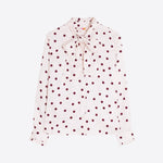 VILAGALLO Diana Polka Dot Shirt in Cream/Garnet