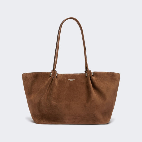 WEEKEND MAX MARA WKAPesi Calfskin Suede Tote Bag in Chocolate