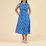 HANDPRINT DREAM APPAREL Allie Dress in Busy Floral Blue