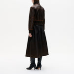 BAUM UND PFERDGARTEN Bailey Cropped Leather Bomber Jacket in Mole Brown
