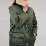 BAUM UND PFERDGARTEN Daimi Parka with Faux Fur Collar in Thyme