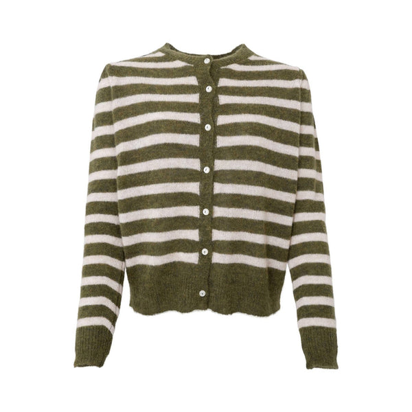 BLACK COLOUR BCDell Puff Stripe Cardigan in Army