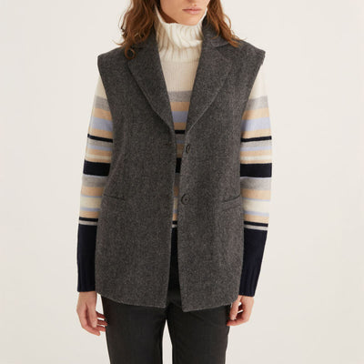 ROSSO35 Cozy Flannel Waistcoat in Dark Grey