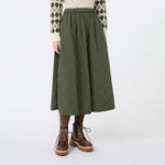 WEEKEND MAX MARA WKDBriose Flared Nylon Canvas Quilted Skirt in Khaki