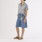 ORFEO Calice Short Sleeve Shirt in Blue Check
