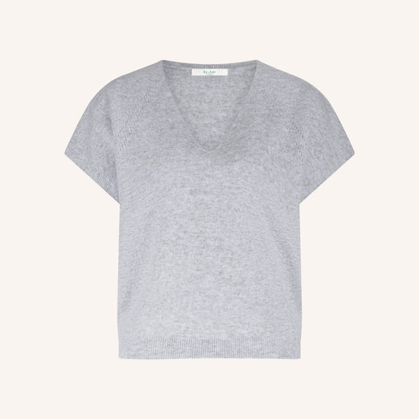BY-BAR Sil V Neck Jumper in Grey Melee