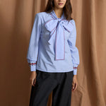 SOPHIE + LUCIE Luciana Cotton Poplin Shirt in Blue