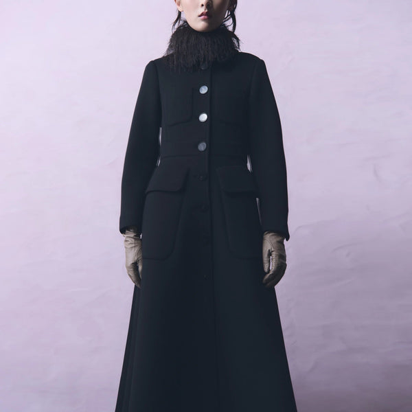 PSOPHIA Long Lady-Style Neoprene Scuba Coat in Black