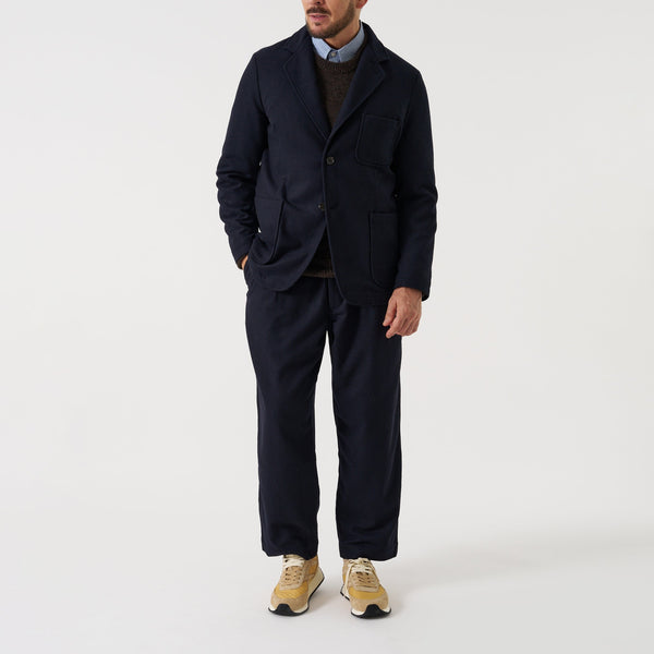 UNIVERSAL WORKS Oxford Dublin Wool Mix Trousers in Dark Navy
