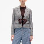 BAUM UND PFERDGARTEN Benni Cropped Wool Blazer in Grey Mini Check