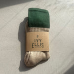 IVY ELLIS The Nikanor Men's Crew Length Socks in Cream/Green