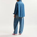 ESSENTIEL ANTWERP Konnection Rhinestone Shirt in Aquamarine
