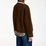 ESSENTIEL ANTWERP Kugar Contrast Trim Cardigan in Brown/White