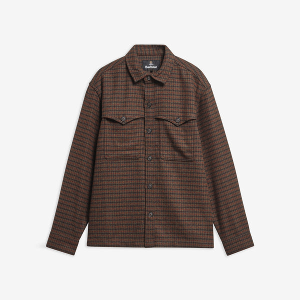 BARBOUR Hatfield Houndstooth Overshirt in Chestnut