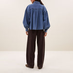 BY-BAR Sarah Short Denim Blouse in Medium Denim