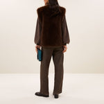 BY-BAR Mona Faux Fur Gilet in Dark Brown