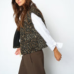 MOS MOSH MMElise Leopard Print Gilet in Black