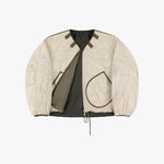 MARFA STANCE Parachute Silk Nylon Bomber Jacket in Pale Olive/Oyster