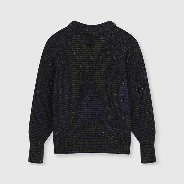 BEATRIZ FUREST Lane Fleck Wool Cardigan in Navy/Green