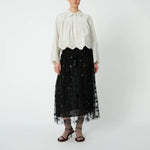 STELLA NOVA Cropped Blouse with Embroidery Anglaise in White