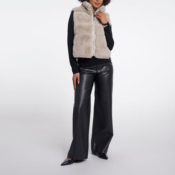 RINO & PELLE May Short Faux Fur Gilet in Birch