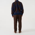 UNIVERSAL WORKS David Alpaca Argyle Cardigan in Navy