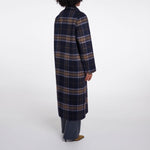 RINO & PELLE Adria Double Breasted Reversible Coat in Dark Navy Check/Dark Navy
